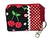 Produktbild TryPinky® Schlüsseletui Tasche Mäppchen " Kirschen Rot auf schwarz Punkte " Punkte Rot Kirsche Cherry Damen Geschenk Schlüsseltasche Schlüsselmäppchen Tasche Täschchen