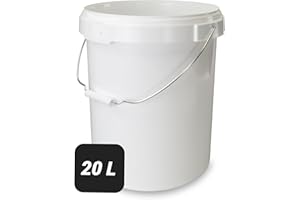 ‎TREVENDO Trevendo 20 Liter Eimer mit Deckel und Metallgriff, lebensmittelecht - luftdicht - stabil - stapelbar - Leereimer zur sicheren Lagerung inkl. Trevendo Beschriftungsetikett