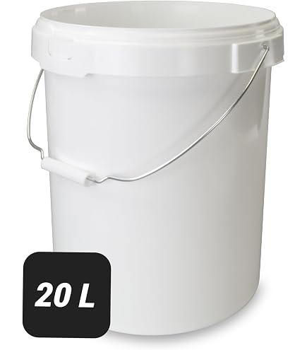 4X Eimer 20l mit Deckel * lebensmittelecht * 20 Liter * weiß * Kunststoffeimer * Hobbock Küche, Haushalt & Wohnen