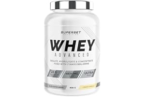 Superset Nutrition - 100% Whey Proteine Advanced (900g) - 74% de protéines - Isolat + Concentrat + Hydrolysat, Digestion optimisée, Riche en BCAA et en glutamine - Vanille Crémeuse