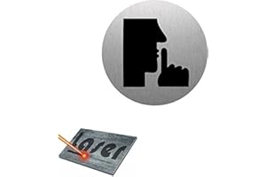 MYGOODPRICE Plaque gravée autocollante 8cm "Silence" fond alu brossé