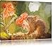 Produktbild süsses Eichhörnchen riecht an einer Blume Kunst Pinsel Effekt, Format: 60x40 auf Leinwand, XXL riesige Bilder fertig gerahmt mit Keilrahmen, Kunstdruck auf Wandbild mit Rahmen, günstiger als Gemälde oder Ölbild, kein Poster oder Plakat