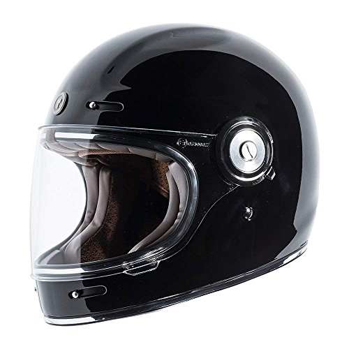 TORC Offen T1 Retro Full Face Fiberglas Motorrad Helm, schwarz glänzend, größe L