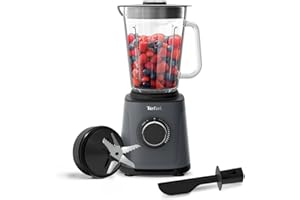 Tefal PerfectMix High-Speed Blender, 1200W, 2L Glass Jug, Powelix Technology, Removable Blades, Ideal for Smoothies, Soups, Sauces & Dips, Grey, BL771BG0