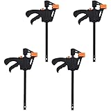 4Pcs Quick-Grip Clamps 100mm One Hand Bar Clamps, Serrated Bar Clamps Heavy Duty Wood Clamps for Woodworking, Carpenter, Craf