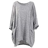 ITISME FRAUEN BLUSE Mode Frauen Lange Ärmel O Hals Tasche T Shirts lose beiläufige Blusen