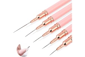 WeddHuis Pinceles para Uñas Fino Decoracion Nail Art, Pincel de Gel Semipermanente Acrilica Profesional, Set Pintura Liner, Uñas Semipermanentes, Francesa, 5 Piezas (7/9/11/15/25 mm)