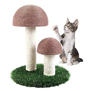 Octagon Cat Scratching Post, Mushroom Scratching Post for Kittens & Cat, Natural Sisal Cat Scratchers for Indoor Cats (Brown)