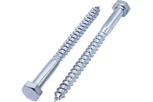 SKIR'CO (10 pcs) DIN 571 Zinc Plated Steel Hexagon Head Wood Screws M8 x 110 mm, Coach Screws, Hex Screw, Lag Bolts