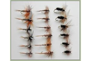 TROUTFLIESUK Dry Trout Flies, 18 Pack, Coachman, Hares Ear, & Midge, for Fly Fishing Choice