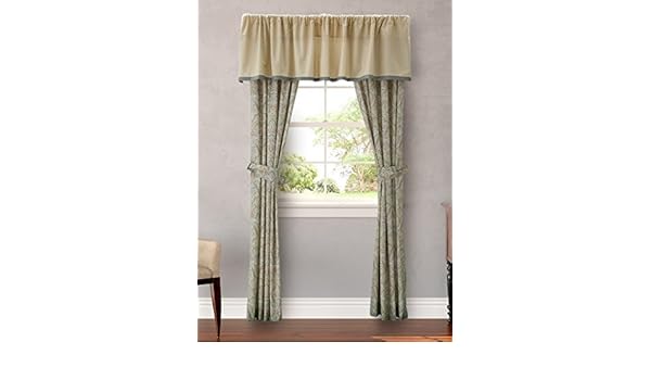 Laura Ashley Berkley Beige Tan Blue Window Panels Curtains By