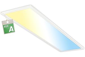 BRILONER - LED Deckenleuchte Effizienzklasse A, ca. 50.000h Licht, 12,6W, 2860lm, Fernbedienung, dimmbar, warmweiß bis kaltweiß, LED Lampe, LED Panel, Wohnzimmerlampe, Deckenlampe, 100x25x6 cm, Weiß
