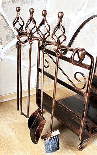 Kaminholzregal mit Kaminbesteck Art.183 Kaminholzständer 77 cm Holzkorb Kaminset - 8