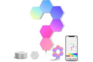 Cololight Hexagon Led Lights Voice App-Controlled, Work with Alexa, Google Home, Color Changing Night Lights, Pro Kit for Gaming Setup Home Decoration (6-pc pro Wall &Standing kit)