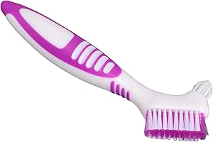 ANNJOM Denture Brush, False Teeth Cleaning Brush Extend Denture Long Lasting Plastic Safe on Both Sides for False Teeth Cleaning