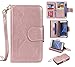 Produktbild Nancen Samsung Galaxy S7 / SM-G9300 (5,1 Zoll) Hülle, Prägung Mädchen Schmetterling Blume Vögel und Katze Muster Doka-Tasche PU Lederhülle/Ledercase Schutzhülle/Handyhülle/Bookstyle Spiegel Etui Cover - mit Standfunktion Lanyard Brieftasche Karten Slot und Mirror [Rose Gold]