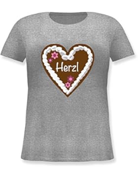 Oktoberfest Damen - Lebkuchenherz Herzl - Lockeres Damen-Shirt in großen Größen mit Rundhalsausschnitt