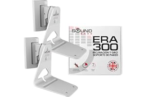 Sound bass ERA300 Soporte de Montaje en Pared, Inclinable y Giratorio, Compatible con Sonos ERA 300, Instalación Sin Esfuerzo, Incluye Kit de Montaje, Doble, Par (Blanco, Gemelo)