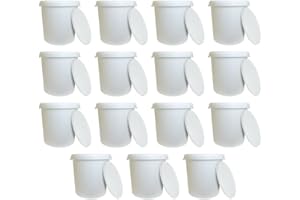 M1SS (Set of 15) 25L Litre White Multi-Purpose Storage heavy duty plastic Bucket with Plastic Handle, Tamper Evident Lid For Food water Storage, Paint Pail ideal for Home, garden