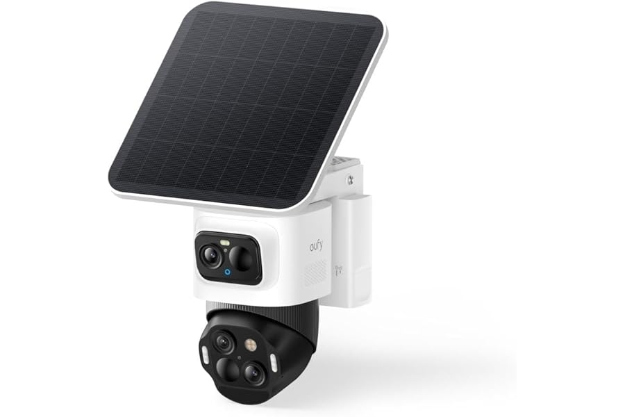 eufy Security eufyCam S4, kabellose Solar‑Outdoor‑Überwachungskamera, 3‑Linsen Bullet‑PTZ‑Kamera, 4K UHD, 360° Multi‑Kam