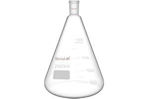 stonylab Matraz Erlenmeyer de Cristal 24/40, Erlenmeyer Flask Frasco de Laboratorio de Pared Gruesa de Vidrio de Borosilicato con Junta Exterior Cónica Estándar 24/40-2L