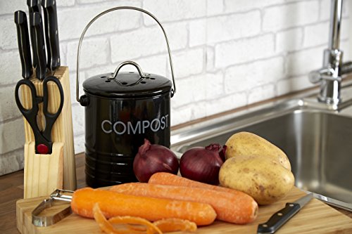 Premier Housewares Komposteimer mit Tragegriff, Schwarz - 8