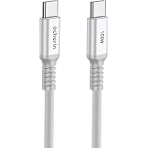 Echorin Şarj ve Veri Aktarım Kablosu 20V5A, Type C'den Type C'ye, 100W, &Ccedil;ift Kat &Ouml;rg&uuml;l&uuml; (G&uuml;m&uuml;ş, 1 metre)