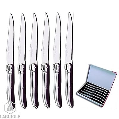 LAGUIOLE 6 couteaux steak Métal. Présentés dans leur coffret aimanté. entretien facile. Forme traditionnelle bien connue des amateurs de bons couteaux steak !