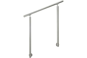 CAVATINY V2A Edelstahl Geländer für Seitliche Montage - Treppengeländer Ohne Querstreben für Treppen Brüstung Balkon - Innen und Außen Handlauf Geländer Treppengeländer (120CM, Ohne Querstreben)