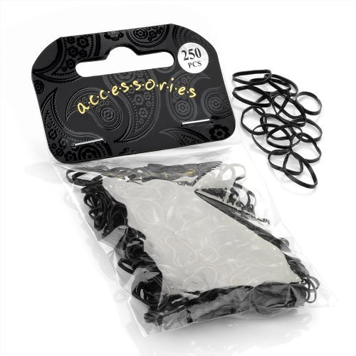 250 Pack Black Neoprene Bands Rubber Hair Bands