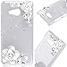 Produktbild GrandEver Microsoft Lumia 550 / Nokia N550 Hardcase Hülle Bumper Durchsichtige Hartschale Glitzer Dimant PC Rückschale Transparent Schutzhülle mit Weiße Blume Bling Muster Klar Dünne Ultra Slim Rückseite Clear Case Cover Handy Tasche Premium Handyhülle Backcover