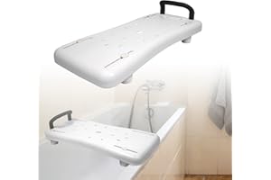 LARS360 Badewannenbrett Badewannensitz Senioren Erwachsene Einstellbar Wannenbrett zum Sitzen Brett für Badewanne Sitzbrett Stuhl für Badezimmer Max 150 kg mit Griff, LARS-(HAG1336B), Weiß