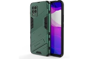 EASSGU Funda para Xiaomi MI 10 Lite (6.57" Inches), con Carcasa Protectora de Armor a Prueba de Golpes de Silicona para PC con Función Atril - Verde