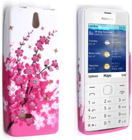 GSDSTYLEYOURMOBILE {TM} NOKIA 515 VARIOUS DESIGN SILICONE GEL SKIN PROTECTION CASE COVER (PLUM FLOWER)