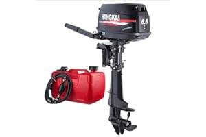 WSIKGHU 6,5 HP motore fuoribordo a 4 tempi, motore fuoribordo a benzina, sistema di raffreddamento ad acqua, per barca da pesca gonfiabile, sistema di accensione CDI, 123 CC, 40 cm/16 in corto, 5000 – 6000