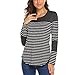 Produktbild TWBB Bluse Damen Streifen Drucken Langarm Slim-Fit T-Shirts Urlaub Casual Pullover Sweatshirt Top Mode Mit Rundhalsausschnitt