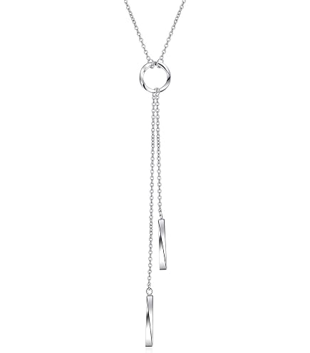 Inateannal Stratificato Lariat Catena Collana D'oro Intreccio Cerchio Collana Lunga Bar Goccia Lariat Collana Doppia Anelli Y Collana Ciondolo Gioielli Per Le Donne E Le Ragazze