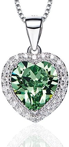 Birthstone Necklace, SILYHEART Love Heart Pendant Necklace Made With Swarovski Crystals, Fashion Birthstone Jewelry for Women