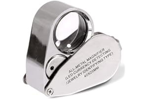 KINGMAS Juwelier lupe, 40X Vergrößerung Metall Faltlupe mit LED UV Licht Juwelierlupe für Edelsteine, Schmuck, Rocks, Briefmarken, Münzen, Antiquitäten, Modelle, Fotos (40-fache)