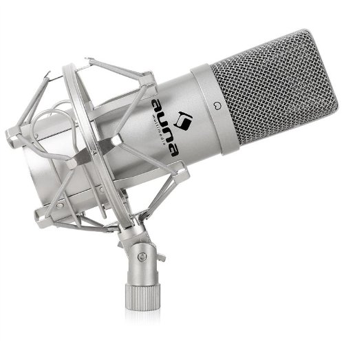 auna MIC-900S micr&oacute;fono de condensador USB (soporte de ara&ntilde;a, Plug & Play PC o Mac, cardioide, radio) - plateado