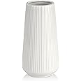GUKJOB Ceramic Vase, Flower Vase, Ceramic Vases for Flowers, Decorative Vases for Pampas Grass Decoration, for Home, Living Room, Dining Table, Farmhouse, Office Decor (White)