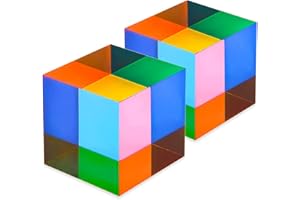 ECBANLI CMY Cube Couleur, Prisme Cube Acrylique dispersé RGB CMY de 40 mm, Jouet Physique et décoration de Bureau, 2 PCS