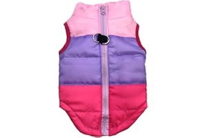 Idepet(TM Pet Dog Cat Coat with Leash Anchor Color Patchwork Padded Puppy Vest Teddy Jacket Chihuahua Costumes Pug Clothes XS S M L