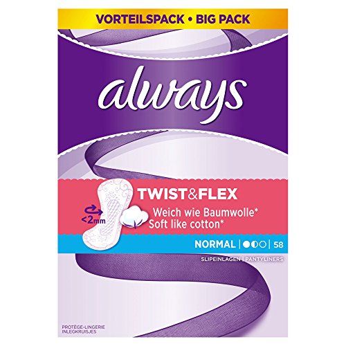 Always Twist & Flex Normal Flexible Pantiliners, Normal (4 Packs of 58)