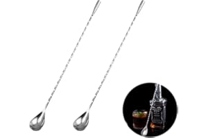 BUTYEAK Cuchara Mezcladora de Acero Inoxidable, Agitadores de Cócteles de Acero Inoxidable, Agitadores de Cócteles, Cuchara de Cóctel, Agitadores de Bebidas de Café, para Bares, Cafés, Bodas, Cumpleaños, 30cm