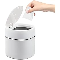 AOKITO Tischmülleimer 1,5L Mit Pop-up Deckel - Mini Abfalleimer Weiß