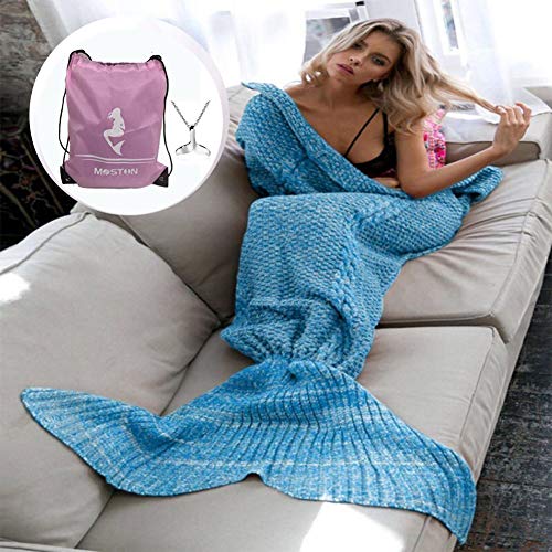 Tejer patrón Sirena Cola Manta por Moens, Suave y cálido, diseño de Sirena Colas Saco de Dormir Aire Acondicionado Manta Bolsa de Dormir, diseño de Sirena Regalo