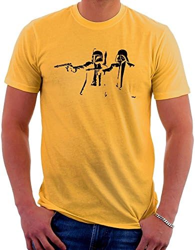 Banksy Star Wars Pulp Fiction Men's T-Shirt (X-Large, Gold)