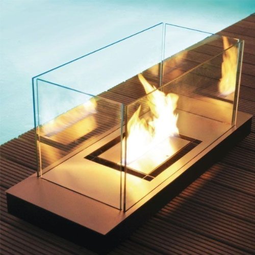 Uni Flame schwarz 1,7 L gebürsteter Edelstahl Ethanol-Kamin – 544 a - 2