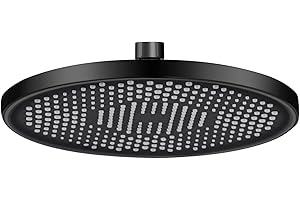 YUANNY 26cm Pomme de Douche Anti-Calcaire, Grande Tête de Douche Pluie Economie d'Eau, Ronde Pommeau de Douche Fixes Haute Pression pour Salle de Bain, Stable ABS, 10 Pouces, Noir